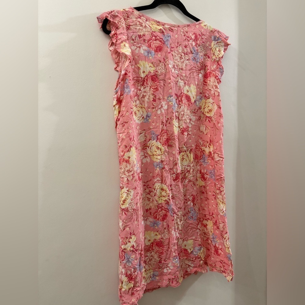 Miss Elaine Pink Floral Nightgown - size XL - 100% rayon - lightweight - Picture 6 of 6